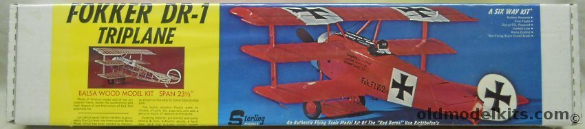 Sterling Fokker DR-1 Triplane - 23.5 Inch Wingspan Flying Model, E2 plastic model kit